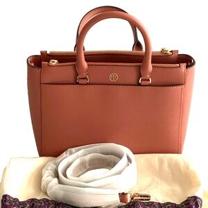 Tory Burch Saffiano Leather - Double-Zip Robinson Satchel